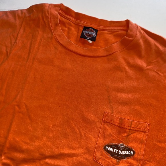 Harley-Davidson Other - Harley Davidson Sandy's Fremont MI Orange Pocket Graphic T-Shirt Mens 2X